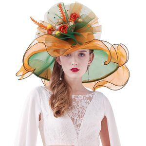 Women's Organza Derby Church Hat Fancy Rose Fascinator British Wedding 8181
